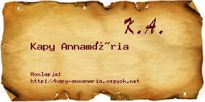 Kapy Annamária névjegykártya